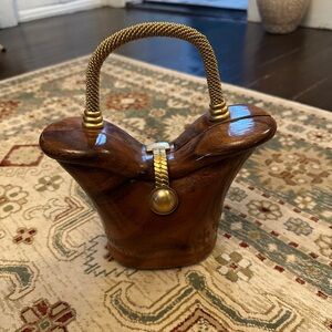Timmy Woods Wooden Handmade Handbag with Gold Accents